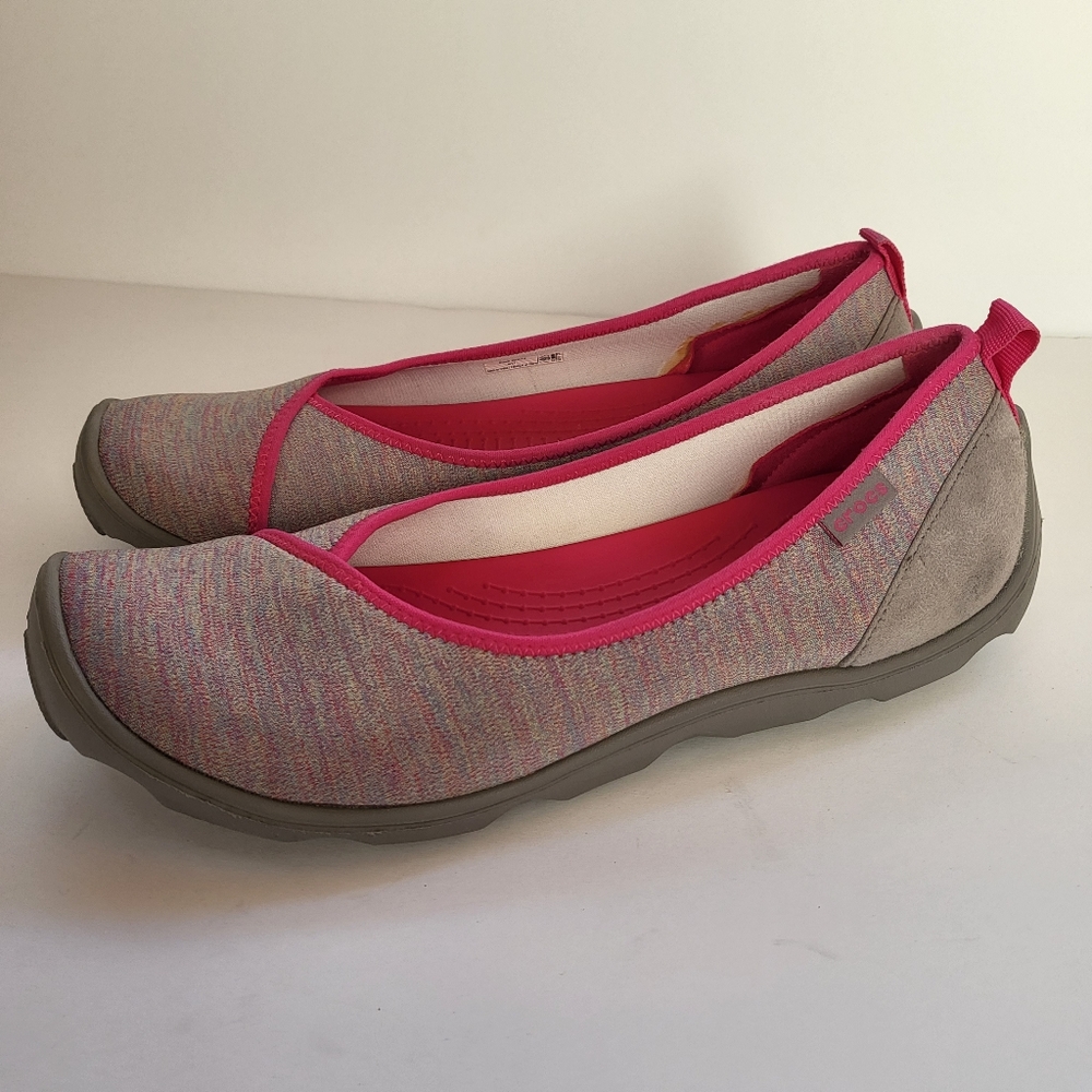 Crocs Women's 11 Multicolor Grey Duet Busy Day 202044 Slip On Comfort Flats